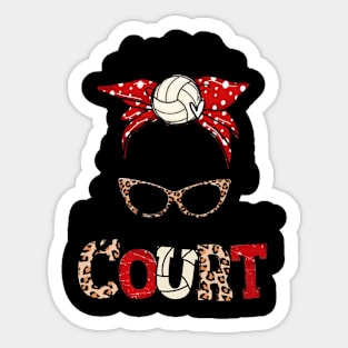 My Heart Is On That Court Volleyball Leopard Volleyball Mom Sticker